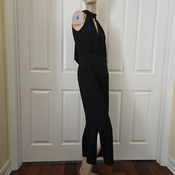 Zara Tie Neck Sleeveless Jumpsuit SZ S Black - Picture 6 of 13